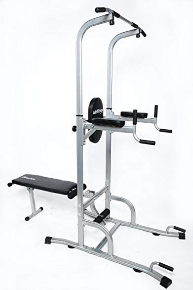 Ader Adjustable Muti-Function VKR Power Tower Chin/Dip Ab Station w/Sit Up Bench for Home Fitness