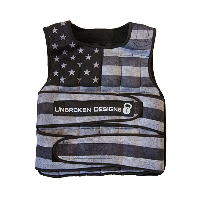 Unisex 40lbs Star and Stripes Weight Vest-Adjustable Weight Jacket for Resistance Training, Neoprene Weight Vest, Boxing Training Fitness, Shapewear and Tummy Controller, Weight Closure