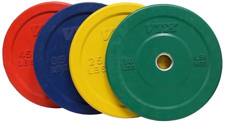 Troy VTX 230lb Colored Olympic Rubber Bumper Plates Weight Set 230 Pound